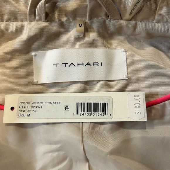 T Tahari Cream Belted Lined Jacket Size Medium. Has Tag Not Attached. - Picture 5 of 8